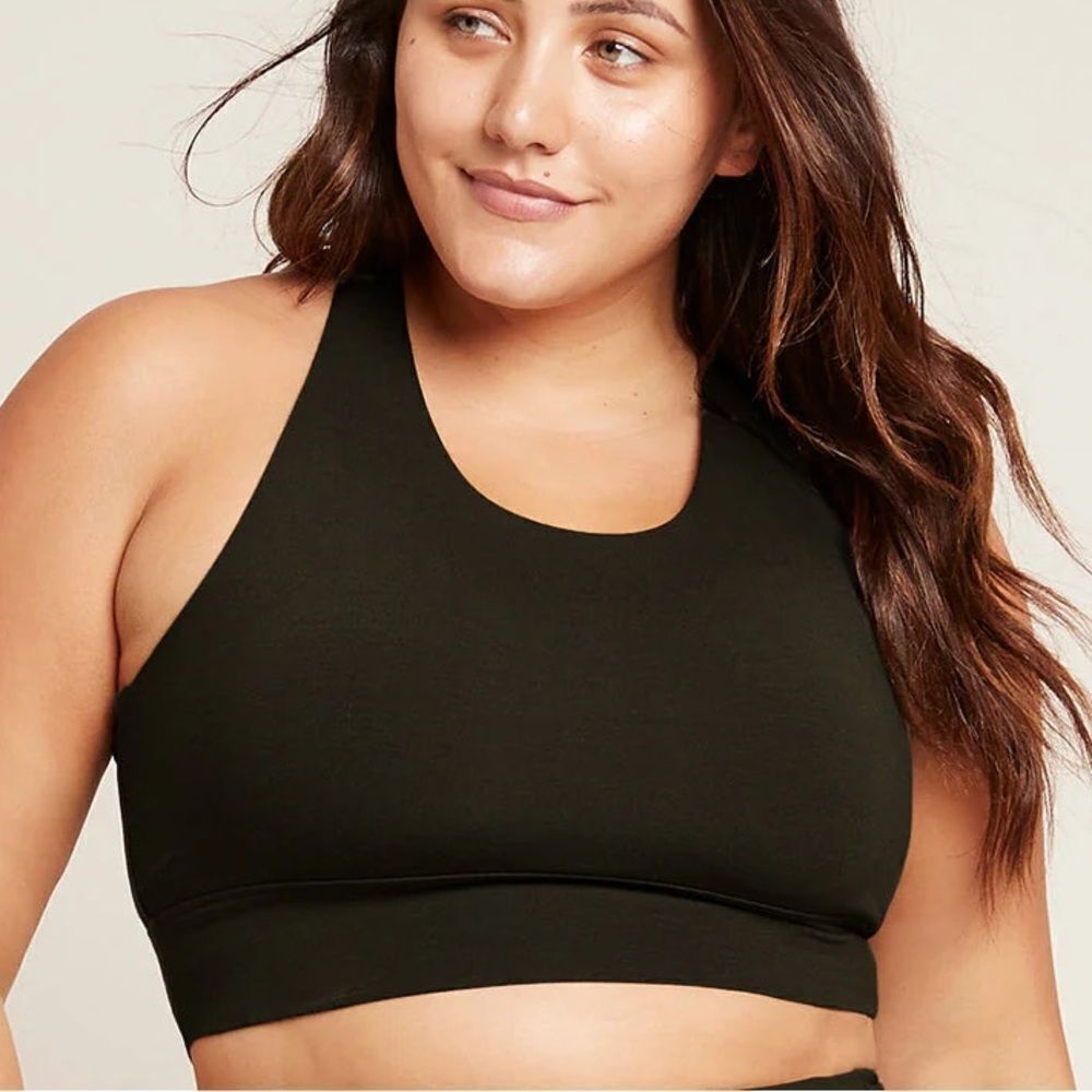 BOODY Black Motivate Longline Bamboo Organic Cotton Sports Bra